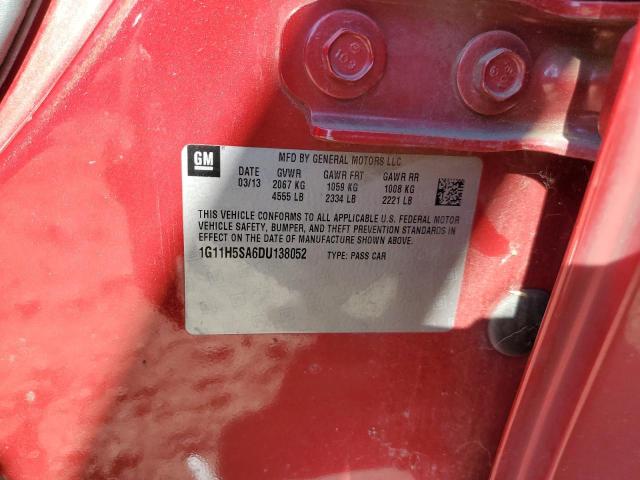 1G11H5SA6DU138052 - 2013 CHEVROLET MALIBU LTZ წითელი ფოტო 12