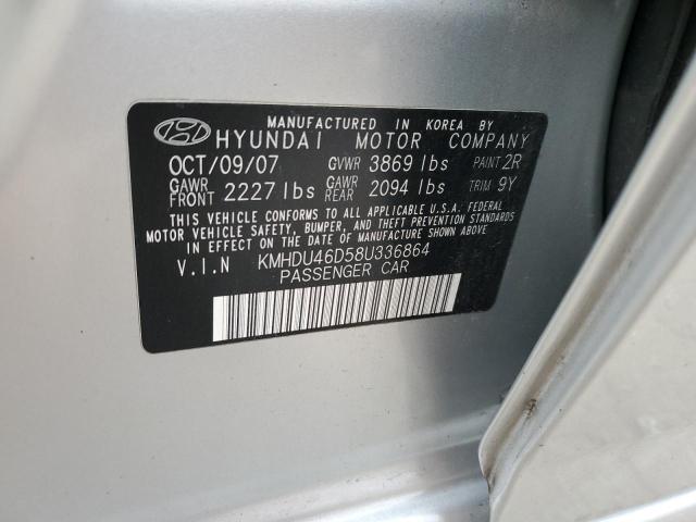 KMHDU46D58U336864 - 2008 HYUNDAI ELANTRA GLS SILVER photo 13