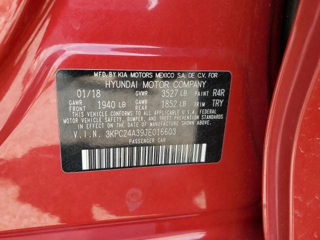 3KPC24A39JE016603 - 2018 HYUNDAI ACCENT SE წითელი ფოტო 12