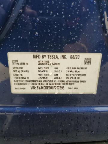 5YJXCDE20LF297896 - 2020 TESLA MODEL X BLUE photo 14