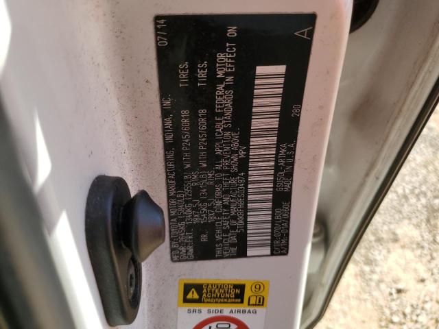 5TDKKRFH8ES034874 - 2014 TOYOTA HIGHLANDER XLE WHITE photo 13