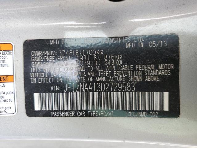 JF1ZNAA13D2729583 - 2013 TOYOTA SCION FR-S 银色 照片 12