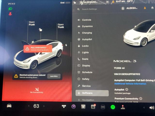 5YJ3E1EA2PF587612 - 2023 TESLA MODEL 3 WHITE photo 9