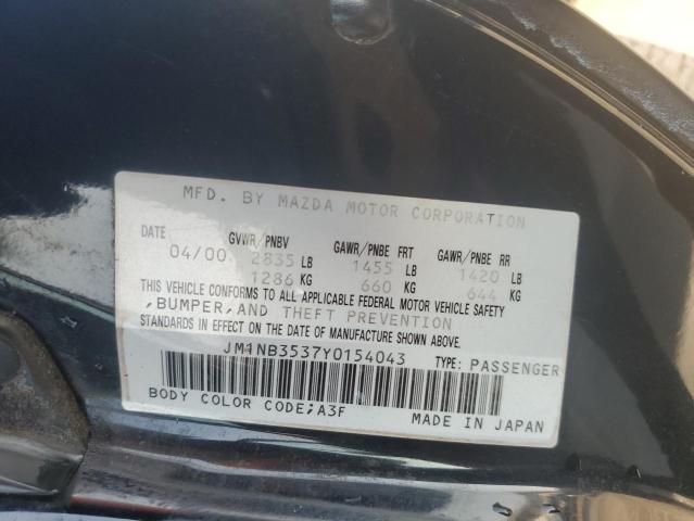 JM1NB3537Y0154043 - 2000 MAZDA MX-5 MIATA BASE BLACK photo 12