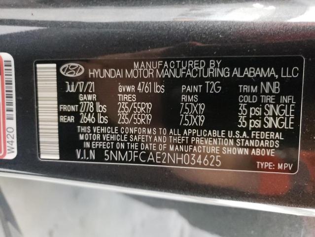 5NMJFCAE2NH034625 - 2022 HYUNDAI TUCSON SEL CHARCOAL photo 12