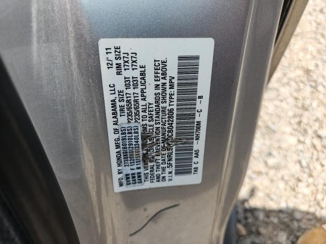 5FNRL5H20CB042806 - 2012 HONDA ODYSSEY LX SILVER photo 13