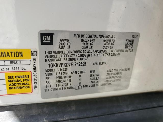 1GKKVRKD7FJ242595 - 2015 GMC ACADIA SLT-1 白色 照片 13