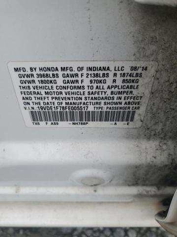 19VDE1F78FE005517 - 2015 ACURA ILX 20 TECH WHITE photo 12