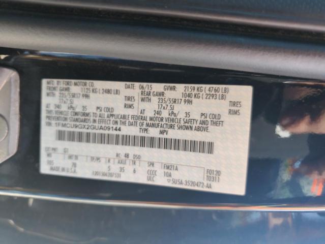 1FMCU9GX2GUA09144 - 2016 FORD ESCAPE SE BLACK photo 12