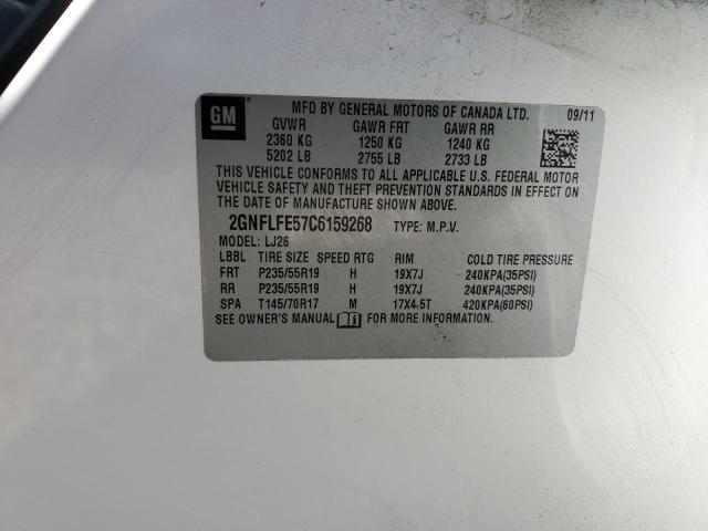 2GNFLFE57C6159268 - 2012 CHEVROLET EQUINOX LTZ WHITE photo 13