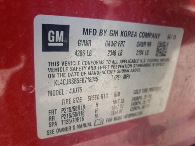 KL4CJBSB5EB718945 - 2014 BUICK ENCORE CONVENIENCE RED photo 13