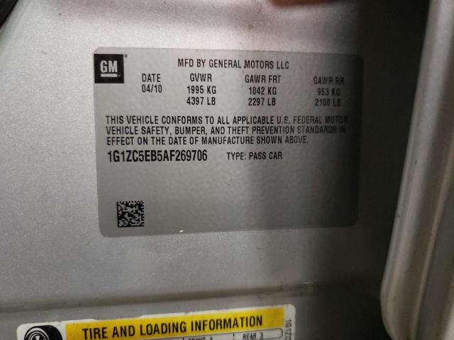 1G1ZC5EB5AF269706 - 2010 CHEVROLET MALIBU 1LT 银色 照片 12