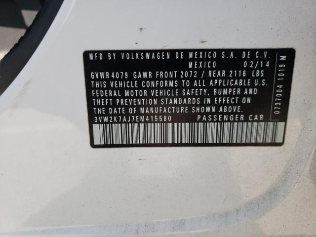 3VW2K7AJ7EM415580 - 2014 VOLKSWAGEN JETTA BASE 白色 照片 12