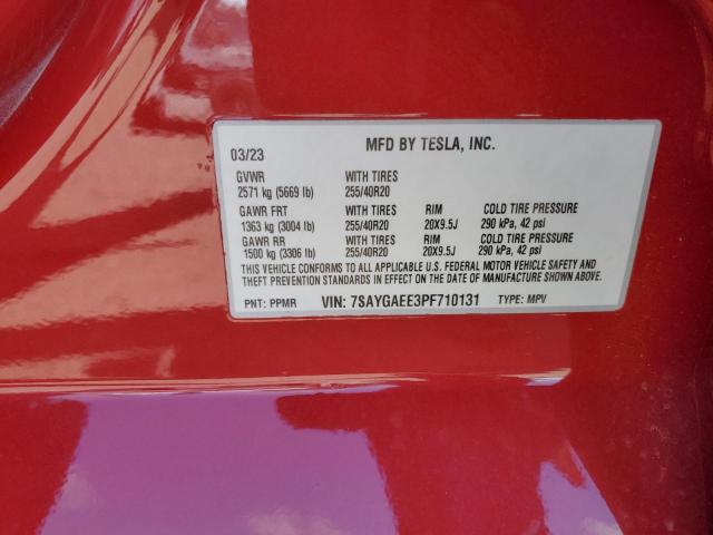 7SAYGAEE3PF710131 - 2023 TESLA MODEL Y RED photo 12