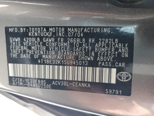 4T1BE32K15U945013 - 2005 TOYOTA CAMRY LE GRAY photo 12