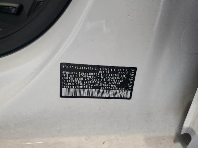 3VW6T7BU7KM234398 - 2019 VOLKSWAGEN JETTA GLI WHITE photo 12