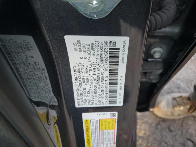 2HGFE2F56NH574732 - 2022 HONDA CIVIC SPORT CHARCOAL photo 12