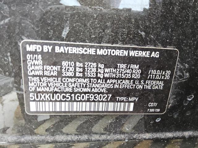 5UXKU0C51G0F93027 - 2016 BMW X6 SDRIVE35I BLACK photo 12