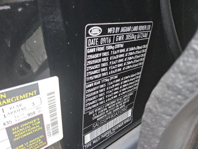 SALGS2PF8GA312952 - 2016 LAND ROVER RANGE ROVE HSE BLACK photo 12