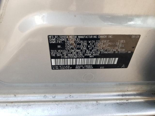 2T3BK31V49W012479 - 2009 TOYOTA RAV4 LIMITED SILVER photo 13