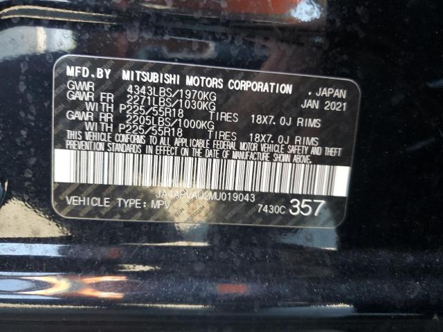 JA4APVAU2MU019043 - 2021 MITSUBISHI OUTLANDER SE BLACK photo 14