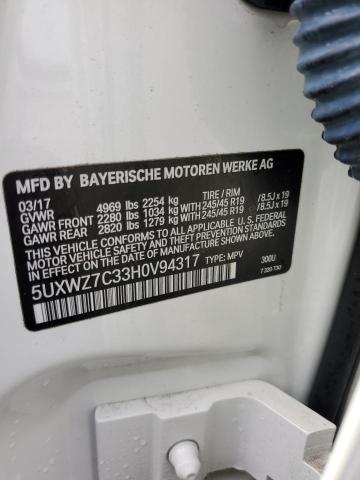 5UXWZ7C33H0V94317 - 2017 BMW X3 SDRIVE28I 白色 照片 13