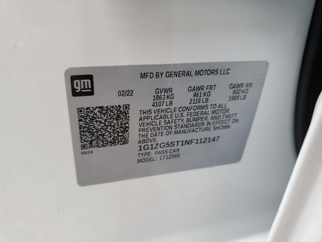 1G1ZG5ST1NF112147 - 2022 CHEVROLET MALIBU RS 白色 照片 12