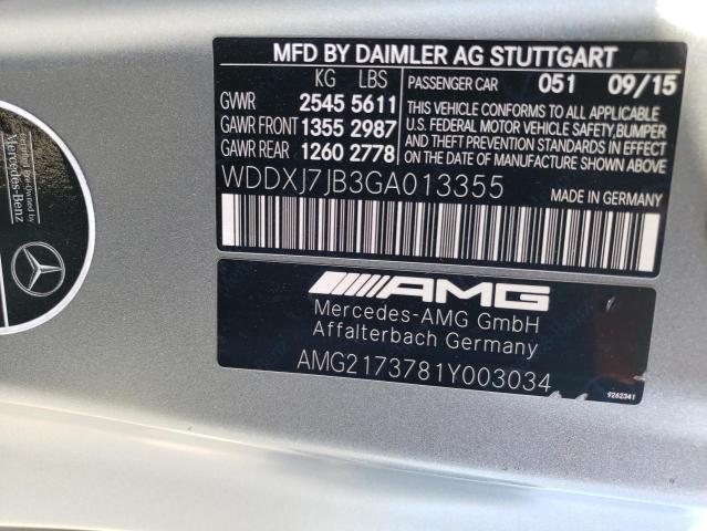 WDDXJ7JB3GA013355 - 2016 MERCEDES-BENZ S 63 AMG GRAY photo 12