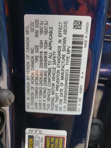 2HKRW2H52NH623213 - 2022 HONDA CR-V EX BLUE photo 13