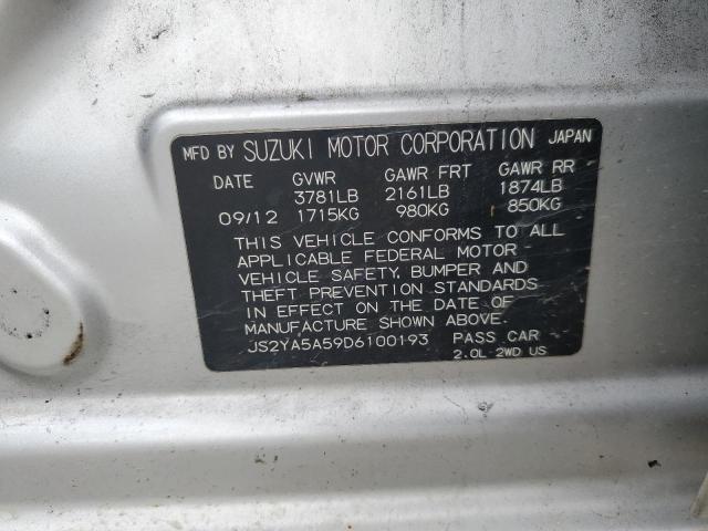 JS2YA5A59D6100193 - 2013 SUZUKI SX4 SILVER photo 12
