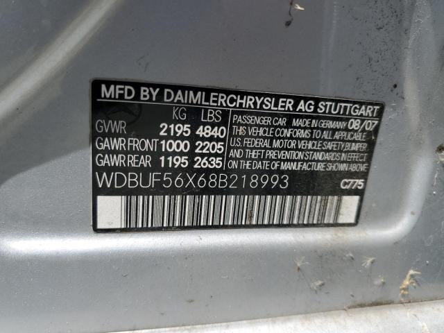 WDBUF56X68B218993 - 2008 MERCEDES-BENZ E 350 SILVER photo 12