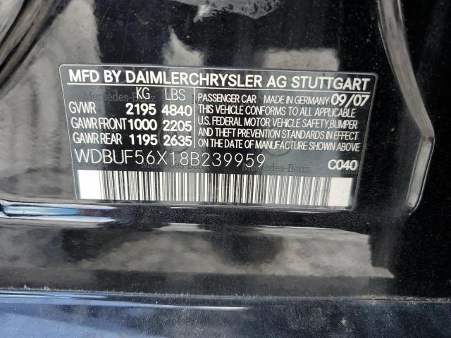 WDBUF56X18B239959 - 2008 MERCEDES-BENZ E 350 BLACK photo 12