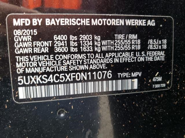 5UXKS4C5XF0N11076 - 2015 BMW X5 XDRIVE35D BLACK photo 12