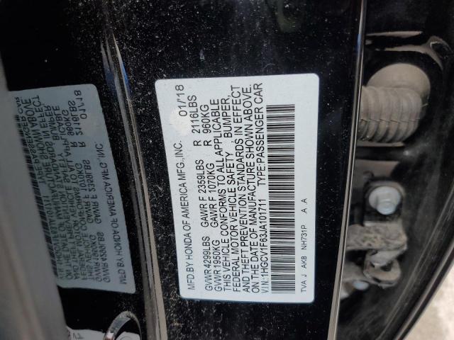 1HGCV1F63JA101711 - 2018 HONDA ACCORD EXL 黑色 照片 12