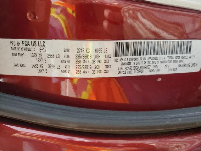 2C4RC1BG0JR102257 - 2018 CHRYSLER PACIFICA TOURING L BURGUNDY photo 13