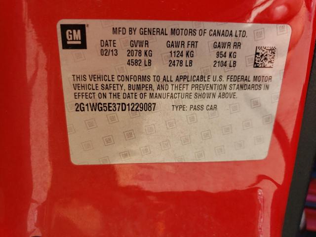 2G1WG5E37D1229087 - 2013 CHEVROLET IMPALA LT RED photo 12