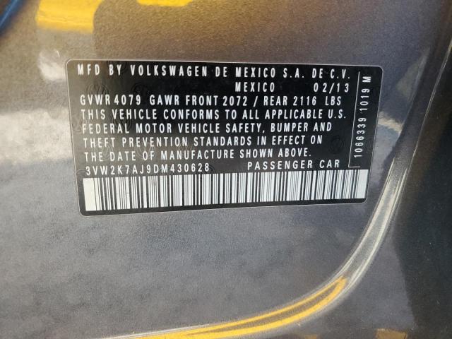 3VW2K7AJ9DM430628 - 2013 VOLKSWAGEN JETTA BASE 灰色 照片 12