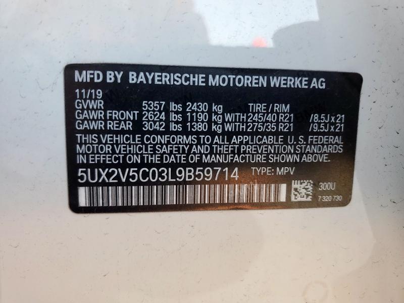 5UX2V5C03L9B59714 - 2020 BMW X4 XDRIVEM40I WHITE photo 14