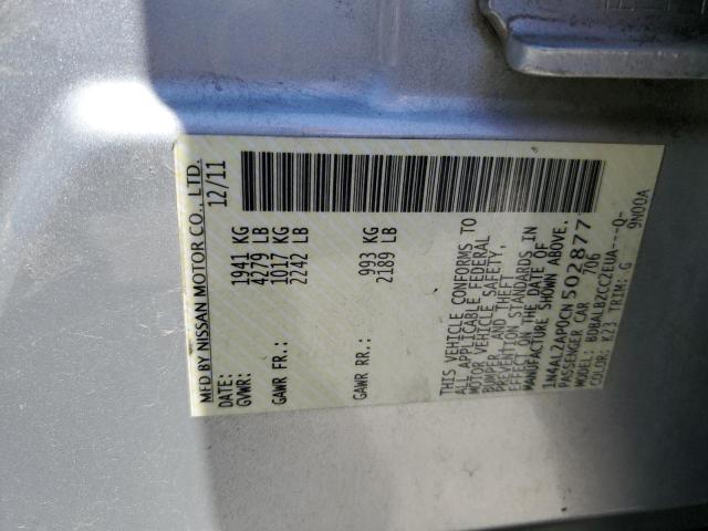 1N4AL2AP0CN502877 - 2012 NISSAN ALTIMA BASE SILVER photo 12