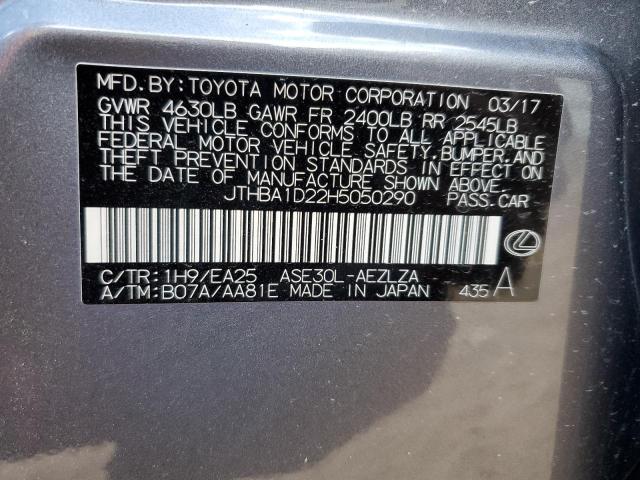 JTHBA1D22H5050290 2017 LEXUS IS 200T, GRAY price history, history