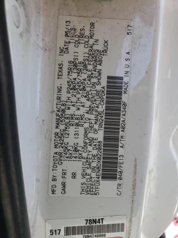 5TFUX4EN8DX022088 - 2013 TOYOTA TACOMA ACCESS CAB Білий фото 12