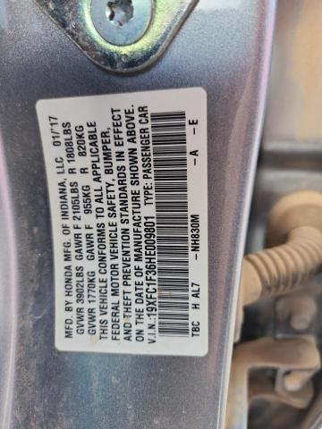 19XFC1F36HE009801 - 2017 HONDA CIVIC EX SILVER photo 12