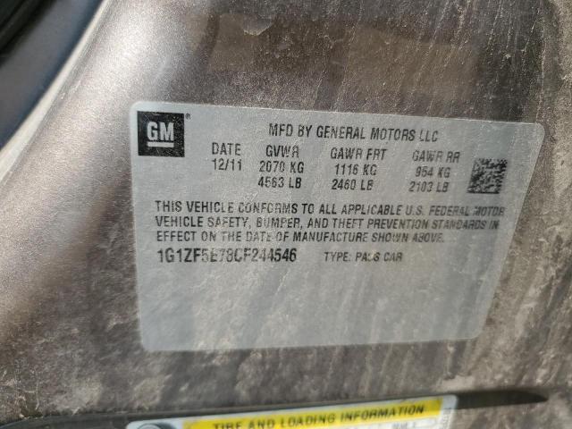 1G1ZF5E78CF244546 - 2012 CHEVROLET MALIBU 3LT ნაცრისფერი ფოტო 12