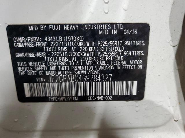 JF2GPABC4G9284327 - 2016 SUBARU CROSSTREK PREMIUM WHITE photo 13