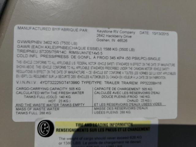 4YDT32225GT413990 - 2016 KEYSTONE PASSPORT 双色 照片 10