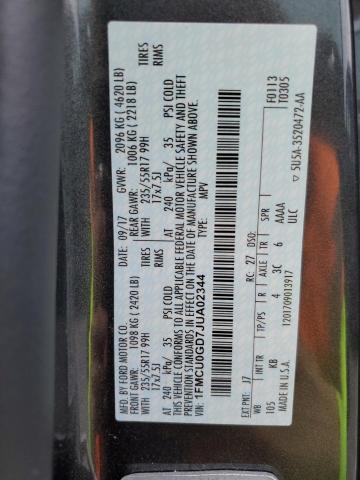 1FMCU0GD7JUA02344 - 2018 FORD ESCAPE SE CHARCOAL photo 13