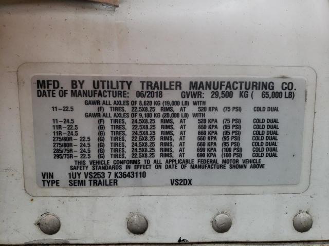 1UYVS2537K3643110 - 2019 UTILITY TRAILER Ağ foto 10