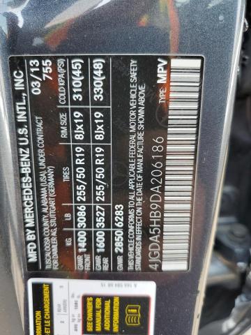 4JGDA5HB9DA206186 - 2013 MERCEDES-BENZ ML 350 4MATIC GRAY photo 13