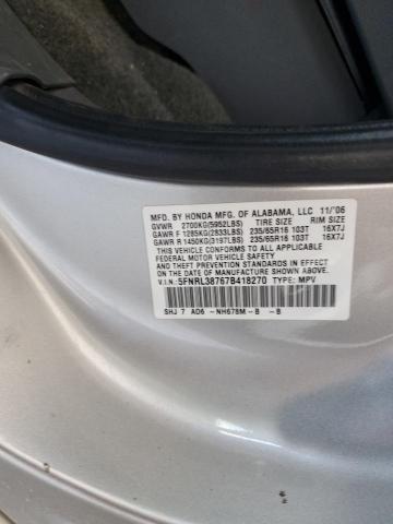 5FNRL38767B418270 - 2007 HONDA ODYSSEY EXL SILVER photo 13