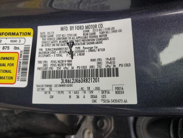 3LN6L2JK6DR821201 - 2013 LINCOLN MKZ CHARCOAL photo 12